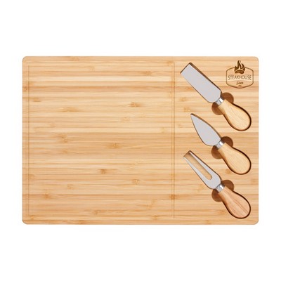 Brie Bamboo Cheese Board Set (Engraved Imprint)
