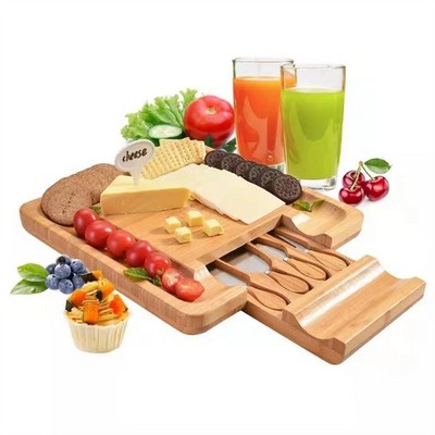 Bamboo and Slate Cheese Board Set